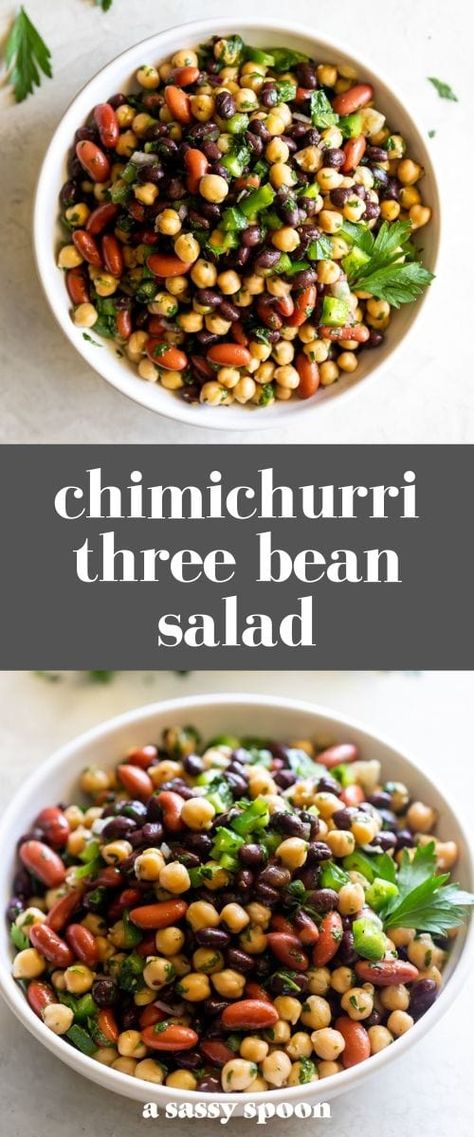 Fall Bean Salad, Chimichurri Vinaigrette, How To Make Chimichurri, Kidney Bean Salad, 3 Bean Salad, Balanced Lunch, Bean Salads, Recipes With Kidney Beans, Outfits Professional