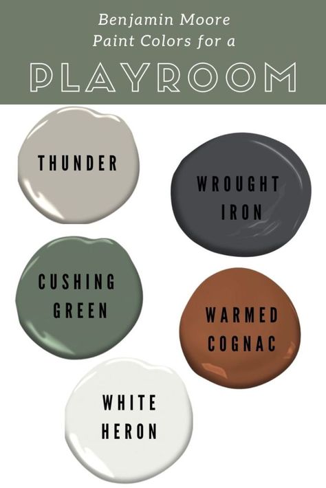 Playroom Mood Board and Design Update - Within the Grove Charcoal Gray Color Schemes, Living Room Paint Colors Benjamin Moore, Cozy Home Color Pallete, Rugs That Go With Green Walls, Painting Engineered Wood Furniture, 2023 Wall Color Trends Benjamin Moore, Best New Paint Colors, Office Color Scheme Business Gray, Benjamin Moore Boys Room Colors