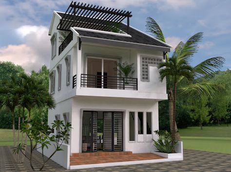 Small House Exteriors, House Architecture Styles, Narrow House Plans, Two Story House Design, 2 Storey House Design, Two Story House, Modern Small House Design, Small House Design Exterior, House Design Pictures