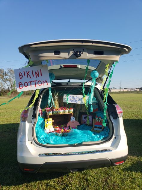 Sponge Bob Squarepants trunk of treat car decorations. Trunk Or Treat Ideas For Cars Spongebob, Krusty Krab Trunk Or Treat, Trunk Or Treat Spongebob Theme, Spongebob Trunk Or Treat Ideas For Cars, Sponge Bob Trunk Or Treat Ideas For Cars, Trunk Or Treat Spongebob, Sponge Bob Trunk Or Treat, Easy Trunk Or Treat Ideas For Trucks, Spongebob Trunk Or Treat Ideas