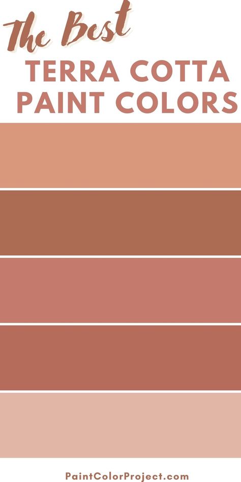 The best terra cotta paint colors in 2023 - The Paint Color Project Terracotta Wall Paint Ideas, Salmon Pink Paint Color, Soft Terracotta Color Palette, Terracotta Pink Living Room, Light Terracotta Paint Colors, Terra Cotta Room Decor, Terracota Kitchen Cabinet, Benjamin Moore Terra Cotta Colors, Terra Cotta Interior Design