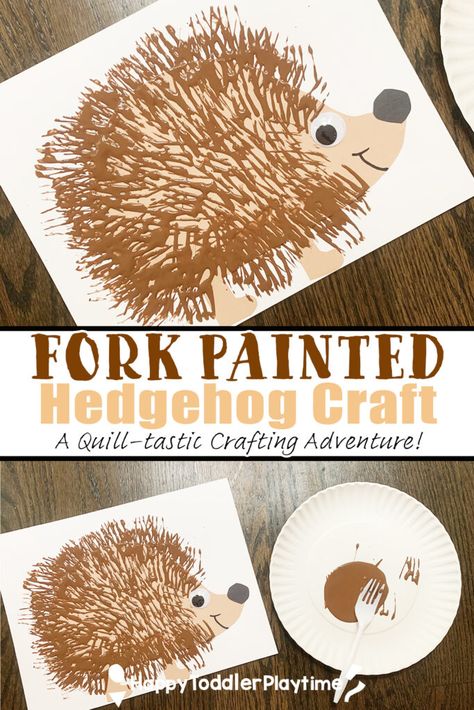 Hedge Hog Crafts, Paper Plate Forest Animals Crafts, Hedgehog Fine Motor Activities, Paper Plate Hedgehog Craft, Eyfs Hedgehog Activities, Hedgehog Crafts Preschool, Hedgehog Fork Painting, H Is For Hedgehog Craft, Autumn Hedgehog Craft