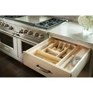 Rev-A-Shelf Double Knife Block 2" H x 18.5" W x 2" D Drawer Organizer | Wayfair Cutlery Drawer Insert, Tray Cabinet, Knife Drawer Organizer, Wooden Cutlery Tray, Cabinet Insert, Silverware Drawer Organizer, Wood Cutlery, Silverware Drawer, Wooden Cutlery