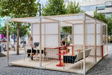 A new coworking space is available at BB Centrum Outdoor Coworking Space, Outdoor Workspace, Chill Out Zone, Urban Interior Design, Comfortable Outdoor Furniture, Module Design, Urban Interiors, Outdoor Office, Architecture Concept Drawings