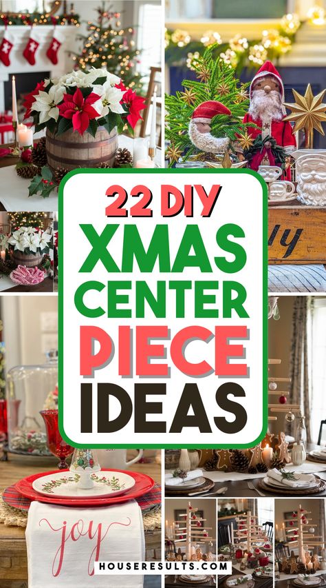 Looking for the perfect Christmas centerpiece? 🎄💖 Check out these DIY ideas that add charm and personality to your holiday table! From simple to intricate, you’ll find designs for every skill level. Save this pin and start crafting your festive centerpiece today! Cake Table Centerpieces, Christmas Centerpieces With Lights, Holiday Table Arrangements, Easy Cheap Christmas Table Centerpieces, Christmas Centerpieces For Party, Diy Xmas Centerpieces, Dollar Store Christmas Centerpieces, Christmas Center Piece For Table, Christmas Arrangements Ideas