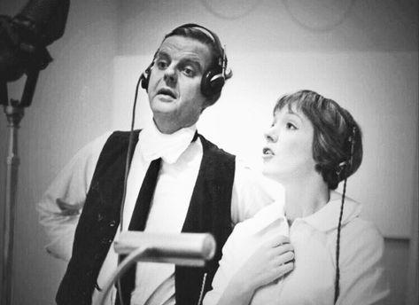 David Tomlinson and Julie Andrews recording a song for “Mary Poppins” (1963-1964) Anne Of The Thousand Days, Julie Andrews Mary Poppins, David Tomlinson, Mary Boleyn, Mary Poppins 1964, Happy Belated Birthday, Julie Andrews, Walt Disney Pictures, Belated Birthday