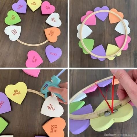 February Wreath Ideas, Diy Valentines Decor, Heart Wreath Diy, Vday Decor, Valentine Wreath Diy, February Crafts, Easy Valentine Crafts, Diy Valentine's Day Decorations, Valentines Crafts