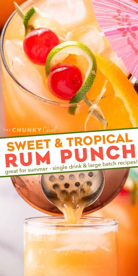 Comfort Drinks, Tropical Rum Punch, 27 Club, The Chunky Chef, Rum Punch Recipes, Chunky Chef, Bartender Drinks, Batch Cocktails, Recipes Drinks