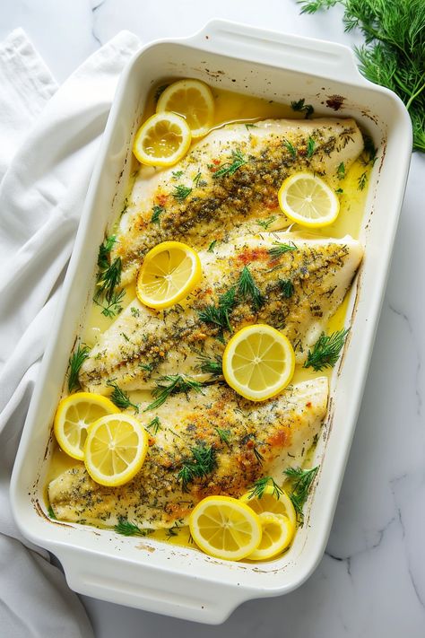 Keto Lemon-Herb Baked Flounder - I Eat Keto Low Calorie Flounder Recipes, Bake Flounder Recipes Oven, Baked Flounder Recipes, Flounder Fish Recipes, Flounder Recipes, Fish Dinners, Healthy Keto Diet, Steamed Asparagus, Calorie Meals