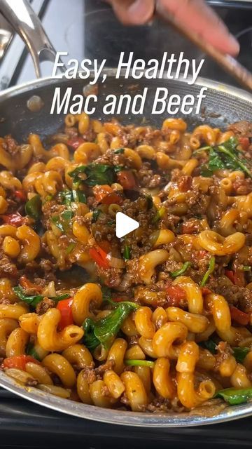 Food reels | Food post on Instagram: "Mac And Beef 😍

🎥 @raziyyz

(Dm me for removal)

INGREDIENTS
Serves: 2
• 1 tsp olive oil
• 1 onion, chopped
• 1 red bell pepper, chopped
• 1 tbsp minced garlic
• 1 cup lean ground beef (the leaner it is, the lower the calories)
• Season with 1/2 tsp salt and pepper, and 1 tsp paprika and chili powder
• 1 cup tomato sauce (or pizza/pasta sauce)
• 1 cup water or broth (this time I used beef broth for extra flavour and protein)
• 1 heaping cup dry macaroni (uncooked)
Optional: 1 cup spinach

Notes:
• you can substitute in any veggies of your choice. zucchini and corn also work great here.
• for topping ideas, you can use chili flakes and grates parmesan for an extra flavour kick. Otherwise, it’s great as is!
• If you use water instead of broth, you may Deep South Dish, Macaroni Recipes, Gym Food, Red Bell Pepper, Pizza Pasta, Beef Dishes, Beef Broth, Bell Pepper, Pasta Sauce