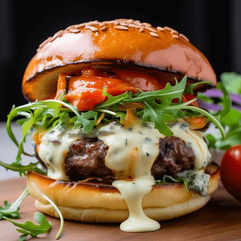 Burger Recipes Ideas, Elevated Burger Recipes, Summer Burger Recipes, Restaurant Burger Recipes, Gourmet Burger Recipes, Fancy Burger Recipes, Home Made Burgers Recipe, Garlic Butter Burger, Luxury Burger