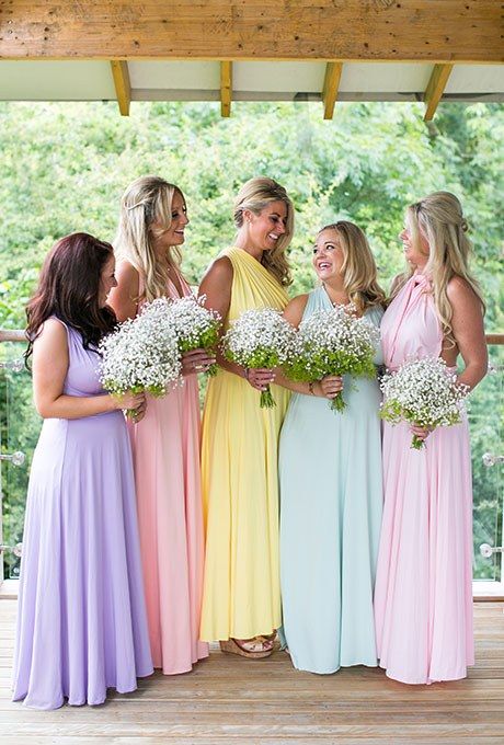 Iridescent Wedding, Bedroom Accents, Pastel Wedding Theme, Pastel Bridesmaids, Pastel Bridesmaid Dresses, Stunning Wedding Venues, Mismatched Bridesmaid Dresses, Rainbow Wedding, Real Weddings Photos