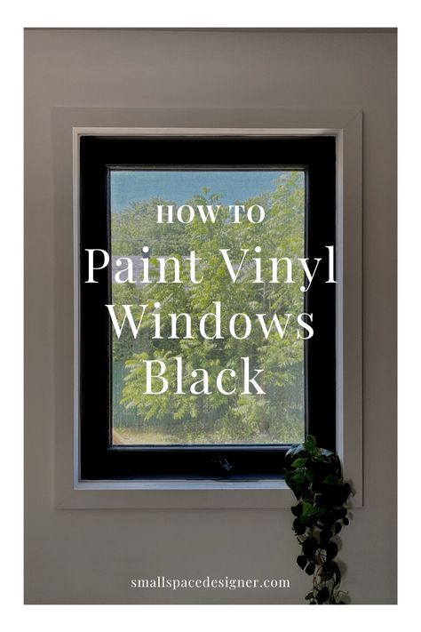 How to paint vinyl windows black Paint Black Window Trim, Painted Black Windows Exterior, How To Make White Windows Black, Black Outside Windows, How To Paint Interior Vinyl Windows Black, Diy Black Trim Windows, Black Windows Diy, How To Paint Vinyl Windows Black, How To Paint Exterior Windows Black