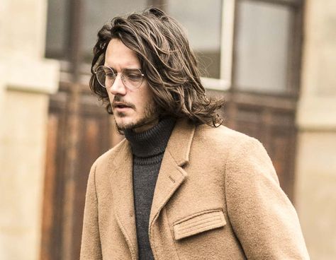 Long Hair And Glasses, Mens Hairstyles Short Sides, Older Mens Long Hairstyles, Hair And Glasses, Long Curly Hair Men, Straight Wavy Hair, Top Hairstyles For Men, Popular Mens Hairstyles, Men With Grey Hair