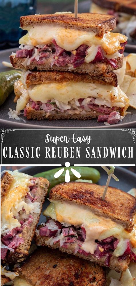 Rubin Sandwich, Best Reuben Sandwich, Classic Reuben Sandwich, Reuben Recipe, Reuben Sandwich Recipe, Reuben Sandwich Classic, Corned Beef Sandwich, Best Sandwich Recipes, Russian Dressing