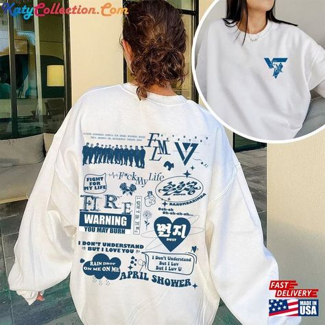 Seventeen Fml Album Sweatshirt Tracklist Shirt F T-Shirt Classic Check more at https://katycollection.com/product/seventeen-fml-album-sweatshirt-tracklist-shirt-f-t-shirt-classic/ Seventeen Shirt Design, Seventeen Tshirt Design, Kpop Shirts Design, Kpop Tshirt Designs, Kpop Sweatshirt, Seventeen Fml, Kpop Tshirt, Kpop Shirts, Concert Fit