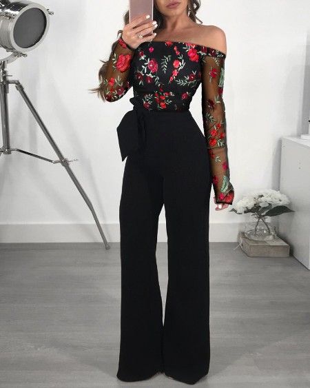 Embroidery Jumpsuit, Half Sleeve Jumpsuit, Spaghetti Strap Bodycon Dress, Elegant Outfits, Mexican Dresses, Hottest Fashion Trends, Long Sleeve Jumpsuit, Looks Chic, Trend Fashion