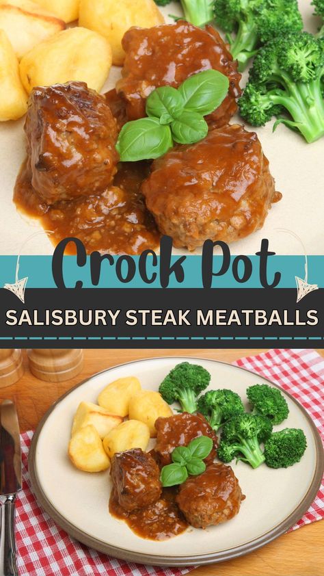 Discover the ultimate comfort food with our Crockpot Salisbury Steak Meatballs! Perfect for busy weekdays, this easy recipe combines tender, juicy meatballs with a rich, savory gravy—all slow-cooked to perfection. Serve over a bed of mashed potatoes or with your favorite side for a hearty meal that the whole family will love. Tap to grab the full recipe and make your dinners stress-free and delicious! #CrockpotRecipes #ComfortFood #EasyDinners Crockpot Salisbury Steak, Salisbury Steak Crockpot, Juicy Meatballs, Meatball Recipes Crockpot, Salisbury Steak Meatballs, Crockpot Steak, Crock Pot Food, Crock Pot Meatballs, Hearty Meal