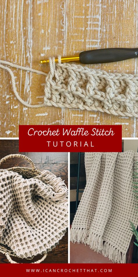 Easy Crochet Waffle Stitch Tutorial Looking for an easy waffle stitch tutorial? Our free pattern includes video and photo instructions, perfect for beginners learning the crochet waffle stitch. Save this pin to have these essential crochet stitches ready for your next project! Waffle Weave Crochet Blanket, Seed Stitch Crochet Blanket, Beginner Crochet Blanket Step By Step, Q Hook Crochet Patterns Free, Quick Cotton Crochet Projects, Jasmine Stitch Crochet Blanket, Quick Easy Crochet Patterns, Different Crochet Stitches Easy Patterns, Beginner Friendly Crochet Patterns