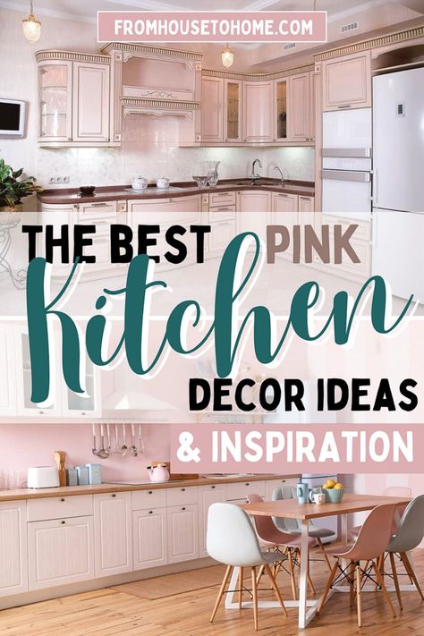 Kitchens With Pink Accents, Templeton Pink Kitchen, Pink Kitchen Cabinets Modern, Pink Kitchen Ideas Modern, Pink White Kitchen Ideas, Grey Kitchen Cabinets Pink Walls, Pink Kitchen Walls White Cabinets, Pink Painted Kitchen Cabinets, Blush Kitchen Walls