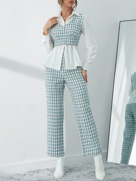 Modest Dresses Casual, Stylish Work Attire, Woman Suit Fashion, Shirts Design, Professional Outfits, Suit Fashion, Cotton Top, Trendy Tops, Fashion Sewing