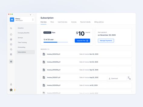 Subscription and Plan Overview 📑 by Diana Palavandishvili for Fintory on Dribbble Spreadsheet Design, Web Application Design, Ui Design Dashboard, Real Estates Design, Ui Components, Ui Design Website, Dashboard Ui, Web Ui Design, Application Design