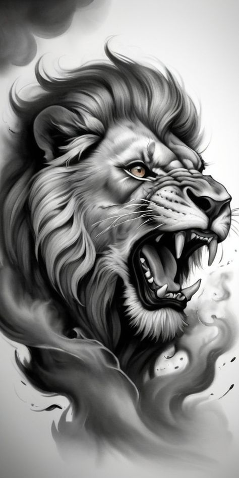 Lion Head Tattoo Design, Fierce Lion Tattoo, Leones Tattoo, Lion Tattoo Stencil, Roaring Lion Drawing, Leon Tattoo, Lion Chest Tattoo, Roaring Lion Tattoo, Lion Forearm Tattoos