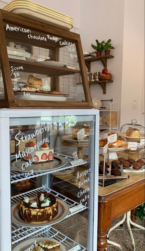 Coffee Shop Nature Design, Tiny Bakery Shop Design, Cafe Interior Design Small Low Budget, Small Bookstore Cafe, Sweet Shop Aesthetic, Bakery Vendor Booth, Cake Shop Aesthetic, Aesthetic Cafe Wallpaper, Bakery Shop Aesthetic