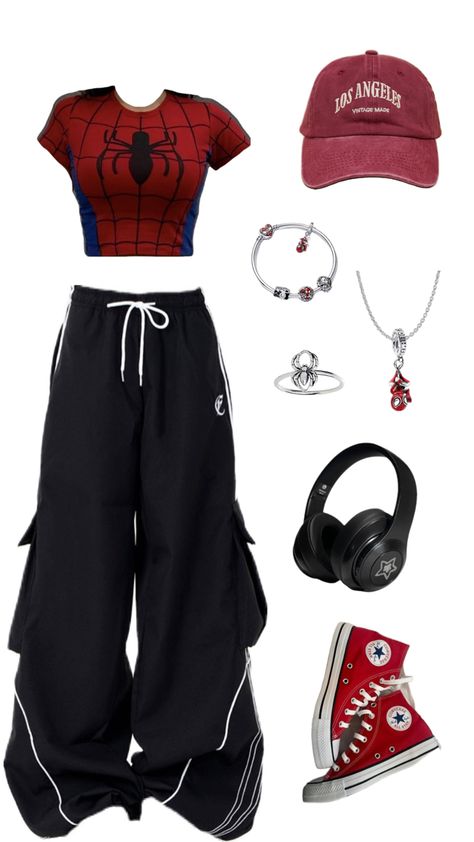 Outfit Inspo Acubi, Spiderman Outfit, Street Style Outfits Casual, Spider Girl, Shein Outfits, Outfit Inspo Casual, Tomboy Style Outfits, Swaggy Outfits, Cute Everyday Outfits