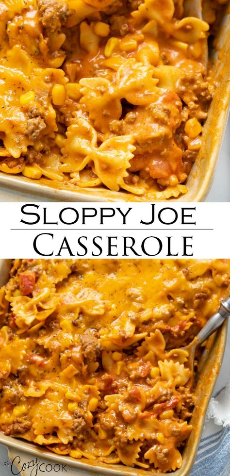 Crockpot Meals For Back To School, Sloppy Joe Enchiladas, Easy Weekday Casseroles, Sloppy Joe Pasta Recipe, Sloppy Joe Casserole Pasta, Easy Sloppy Joe Casserole, Sloppy Joe Casserole With Manwich, On The Go Meals Dinners, Manwich Pasta