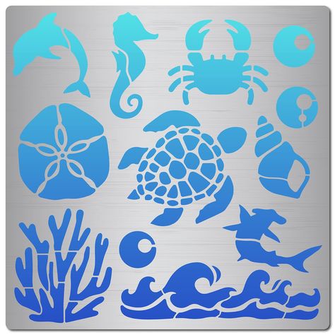 PRICES MAY VARY. ❤[Metal Stencil]: Set include 1pc ocean animals metal stencil, which is 6.3 inch(160mm) wide, 6.3 inch(160mm) long, 0.02 inch(0.5mm) thick, proper size for your storage and access. ❤[Wide Application]: Coral metal templates can not only be used for drawing shapes, scrapbooks, handicrafts, fabrics, canvas, glass and other projects like ordinary painting templates, but also can be applied to spray painting, pyrography, wood burning, leather burning, carving, etc. ❤[Stainless Steel Tub Painting, Painting Pyrography, Mermaid Stencil, Turtle Template, Free Stencils Printables Templates, Leather Burning, Journal Stencils, Stencils Printables Templates, Drawing Shapes