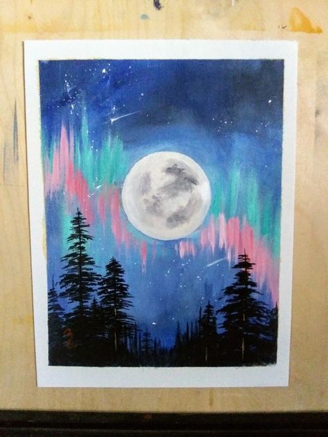 Painting For A Friend, Moon Acrylic Painting, Moon Acrylic, Paint Easy, Friend Gifts, Diy Canvas Art, Diy Canvas, Craft Inspiration, Painting Crafts