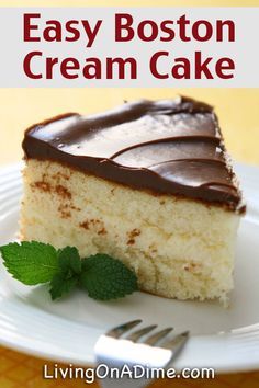 Boston Cream Cake Recipe, Boston Cream Pie Poke Cake, Boston Cream Pie Recipe, Boston Cream Poke Cake, Boston Cream Cake, Baking A Cake, Cream Cake Recipe, Boston Cream Pie, Cream Pie Recipes