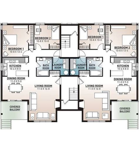 8 Unit, 2 Bedroom, 1 Bathroom Modern Apartment House Plan 7855 In 2021 069 2 Bedroom Apartment Floor Plan, Residential Plan, Small Apartment Building Design, Small Apartment Building, Duplex Floor Plans, Townhouse Exterior, Apartments Exterior, Bungalow Floor Plans, House Facades