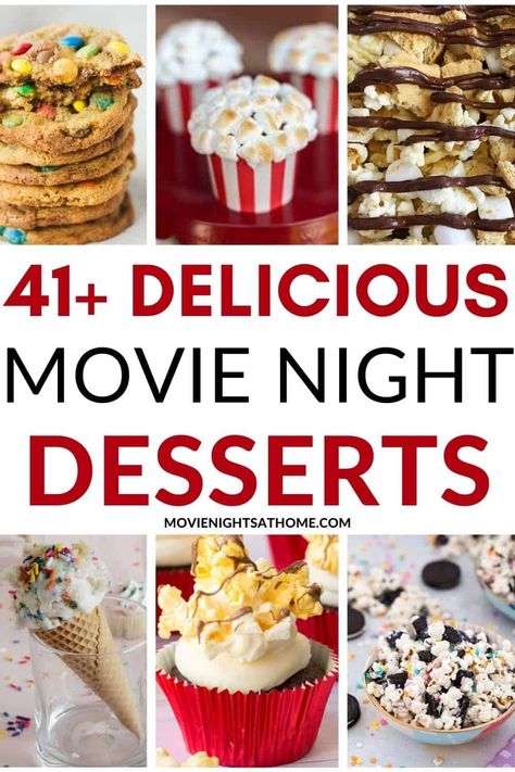 Movie Night Treats Ideas, Dessert For Movie Night, Movie Dessert Ideas, Family Night Desserts, High School Musical Themed Snacks, Movie Night Desserts Easy, Pizza Movie Night Ideas, Movie Baking Recipes, Best Snacks For Movie Night