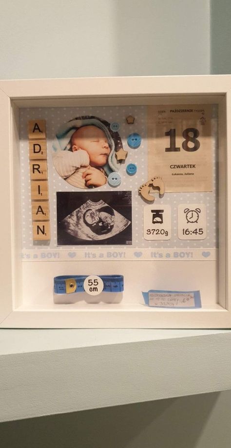 Photo Frame For Newborn, Surprise Godparents Ideas, Newborn Frame Ideas, Nursery Shadow Box Ideas, Newborn Keepsake Ideas Diy, Newborn Memory Ideas, Newborn Shadow Box Ideas, Newborn Keepsake Ideas, Baby Box Frame Ideas