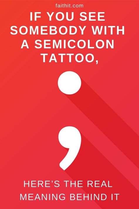 Red Ink Semicolon Tattoo, Millennial Tattoo Ideas, Tattoos With Scripture, Semi Colons Tattoos, Who Cares Tattoo, Semicolon Quotes, Single Mom Tattoo Ideas, Tattoos For Survivors, Mental Health Tatoos Design