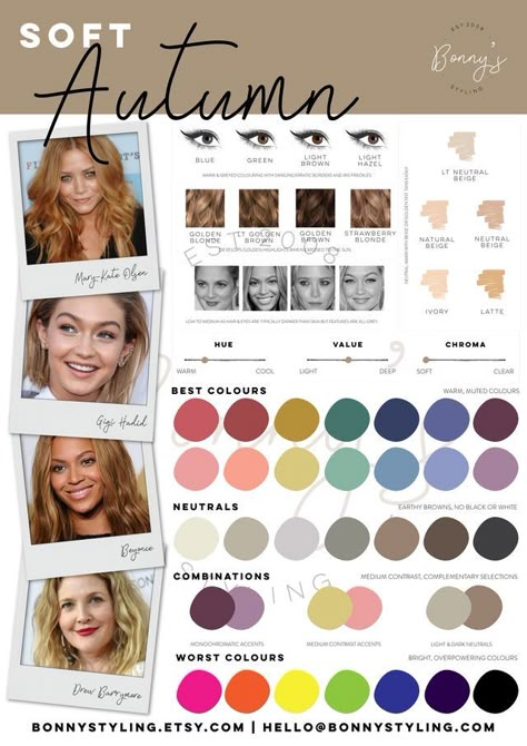 Soft Autumn Makeup, Autumn Color Palette Fashion, Soft Autumn Palette, Soft Autumn Color Palette, Autumn Skin, Soft Summer Color Palette, Soft Summer Colors, Spring Color Palette, Skin Color Palette