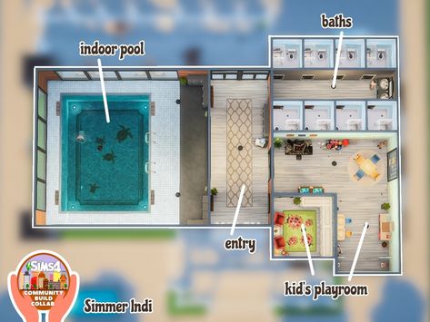 Sims 4 Community Pool Ideas, Sims 4 Public Pool Ideas, Sims Indoor Pool, Sims 4 Pool Lot, Sims 4 Community Pool, Sims 4 Public Pool, Sims 4 Public Lots, Sims 4 Community Lots Ideas, Public Pool