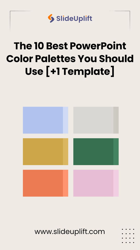 Whether you're a business professional, educator, or designer, these curated color schemes will help you create visually stunning and cohesive slides. From bold and vibrant to subtle and sophisticated, find the perfect palette to match your presentation's tone and style.  #PowerPoint #ColorPalettes #SlideUpLift #PresentationDesign #VisualAesthetics #ProfessionalPresentations #DesignTips #CreativeSlides Ppt Color Palette, Infographic Color Palette, Powerpoint Color Palette, Presentation Color Palette, Color Palette Presentation, Blogger Branding, Simple Powerpoint Templates, Presentation Tips, Business Model Canvas