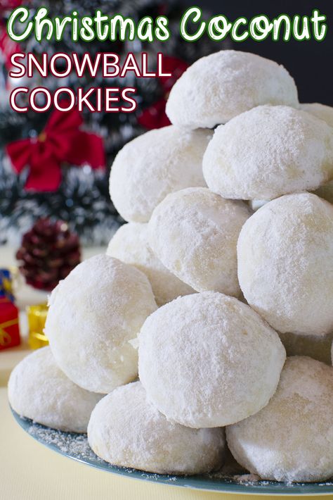 Christmas Coconut Snowball Cookies are melt-in-your-mouth, delicious coconut cookies rolled in powdered sugar. They will be perfect for your Christmas cookie tray! #christmas #cookies #coconut #snowball Coconut Snowball Cookies, Christmas Coconut, Key Lime Recipes, Key Lime Desserts, Coconut Snowballs, Lime Desserts, Resepi Biskut, Lime Recipes, Snowball Cookies