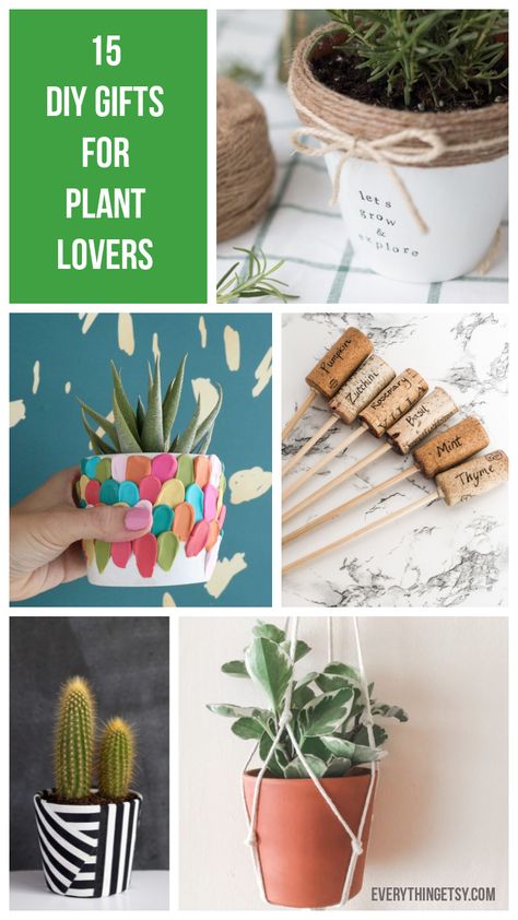 15 DIY Gifts for Plant Lovers - EverythingEtsy.com Plant Gift Ideas, Gifts For Plant Lovers, Plant Crafts, Diy Macrame Plant Hanger, Hanging Plant Holder, Plant Gift, Macrame Plant Holder, Diy Plant Stand, Crochet Plant