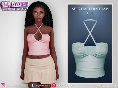 The Sims Resource - Y2K - Silk halter strap top The Sims Resource Y2k, Sims 4 Halter Top, Sims 4 Cc Tube Top, Sims 4 Cc Tank Top, Sims 4 Thong Cc, The Sims 4 Cc Tops, The Sims 4 Cc Top, Mods Ts4, Cc Top