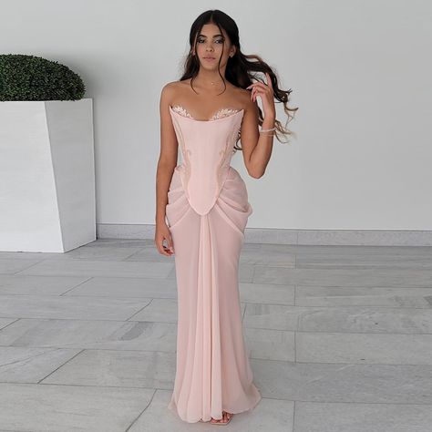 SS220 Blush Pink Handmade Draped Chiffon Mermaid Evening Dresses Corset Beaded Wedding Formal Party Bridesmaid Dress Yellow Evening Dresses, Dresses Corset, Silver Evening Dress, Grey Evening Dresses, Champagne Evening Dress, Gold Evening Dresses, Green Evening Dress, Pink Evening Dress, Lace Evening Gowns