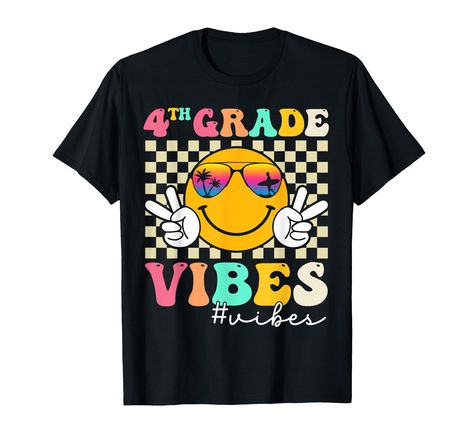 PRICES MAY VARY. Retro Groovy 4th Grade Vibes Fourth grade First Day of School Back To School shirt is the perfect gift for any Fourth grader that wants to go back to school in style. If 4th Grade is your jam,go back to school and let everyone know that you're now part of the Fourth grade squad with this 4th Grade tee for girls. Great first day of school outfit for anyone ready to crush 4th Grade. Fourth grade here i come Lightweight, Classic fit, Double-needle sleeve and bottom hem Hippie Boy, Groovy Tees, Back To School Funny, Hippie T Shirts, Teacher Team, First Day Of School Outfit, Cute Birthday Gift, Retro Groovy, T Shirt Image