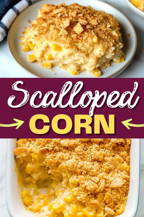 Scalloped corn casserole is a must-make for comfort food enthusiasts. From the creamy corn to the buttery crushed crackers, it's pretty darn delish. Hot Corn Side Dish Recipes, Sweet Cream Corn Casserole, Swiss Corn Casserole, Baked Corn Recipes Oven, Cream Corn Casserole With Ritz Crackers, Keto Corn Casserole, Scalloped Corn Casserole With Ritz Crackers, Savory Corn Casserole, Old Fashioned Scalloped Corn