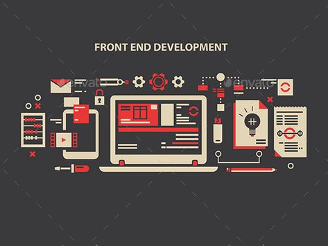 Front End Development Web Development Logo, Developer Logo, Web Programming, Web Ui Design, Computer Internet, Html Css, Flat Vector, Saint Pierre And Miquelon, Flat Illustration