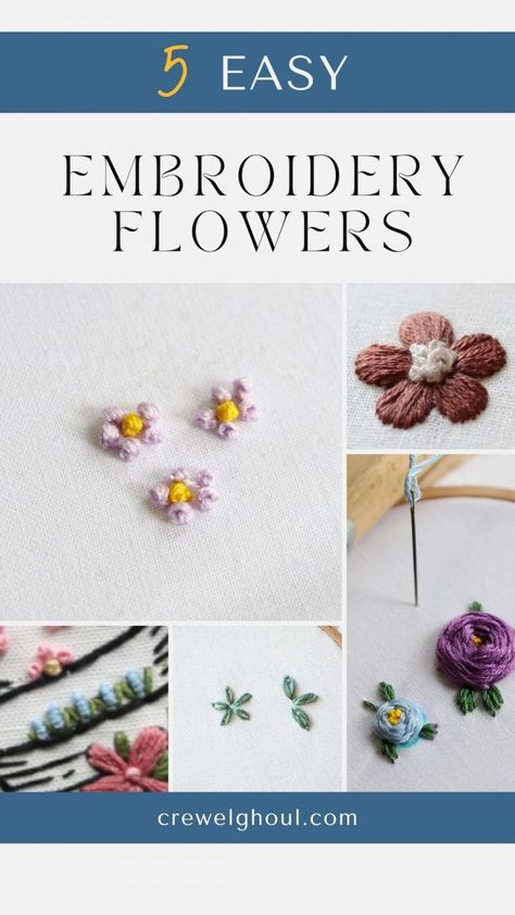 Easy Embroidery Flowers, Embroidery Stitches Flowers, Basic Hand Embroidery Stitches, Chain Stitch Embroidery, Easy Embroidery, Hand Embroidery Patterns Flowers, Hand Embroidered Flowers, Hand Embroidery Flowers, Learn Embroidery