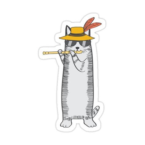 Flute Sticker, Orchestra Practice, Cat Wearing Sunglasses, Playing The Flute, Band Concert, Music Stickers, Concert Band, Wearing Sunglasses, Cat Playing