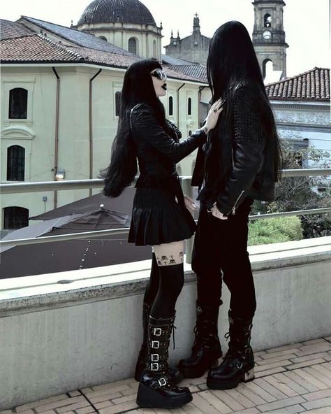 gothicmywaystore on Instagram: “🖤goth romance❤️❤️ 🖤Ankle boots🖤 🔥tap the picture to check out!🔥” Gothic Outfits Revealing, Goth And Metalhead Couple, Metalhead Couple, Goth Couple Aesthetic, Goth Couples, Goth Couple, Alternative Couple, Goth Girlfriend, Goth Things